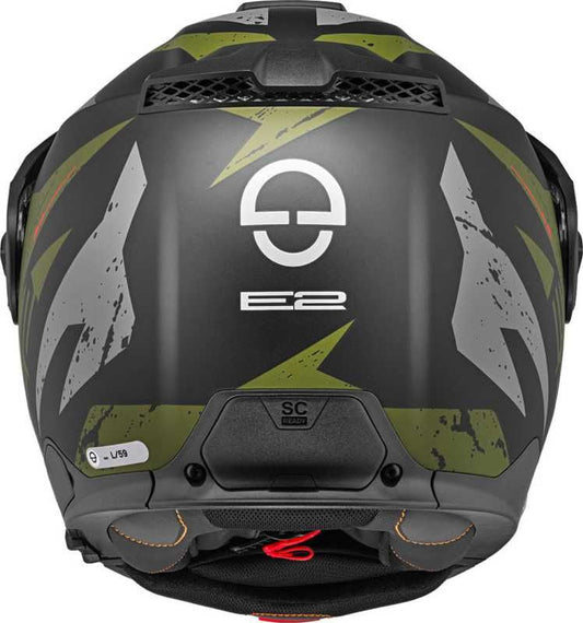 Schuberth E2 Explorer Black & Green Adventure Flip Front Motorcycle Helmet - New for 2023/2024 - Averys Motorcycles